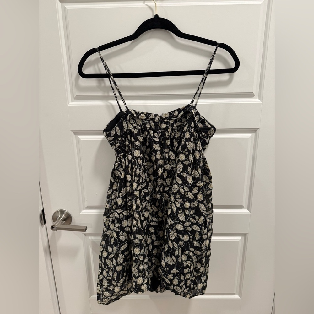 Zara Floral Metallic Printed Romper - Size Small - Picture 7 of 7